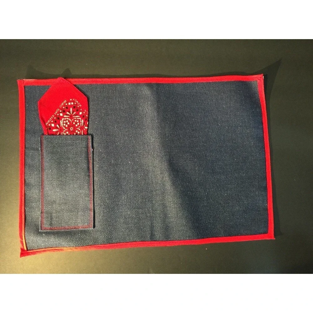 8 Denim Placements W/ Napkins Cowboy Western Rockabilly Bandana Country - Picture 4 of 5